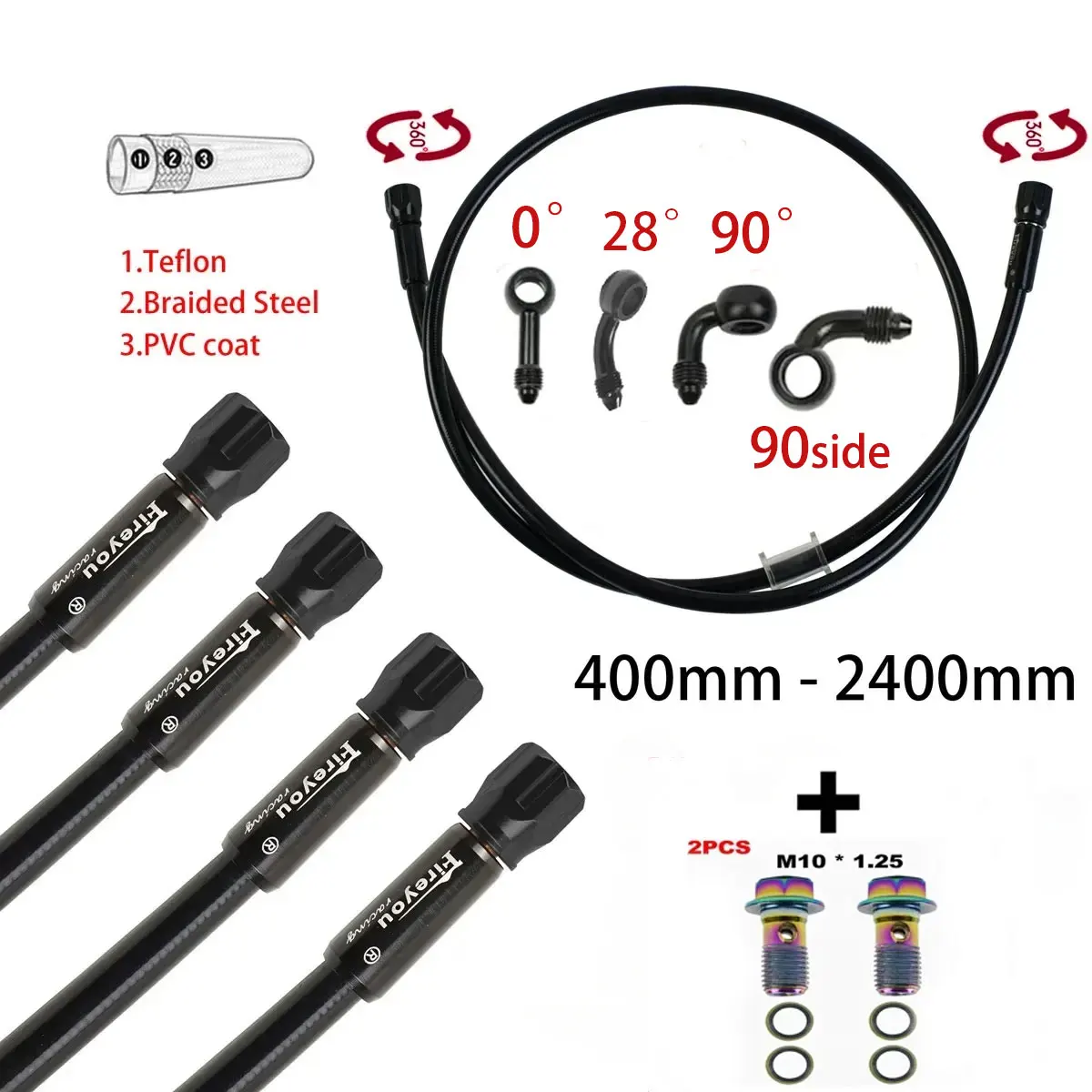 Brake Line Motorcycle - AN3 Braided เบรคท่อรถจักรยานยนต์ไฮดรอลิกคลัทช์หลอดกระบอกเบรคน้ํามัน DOT ท่อ Racing
